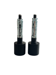 Two black and silver screwdrivers on a white background