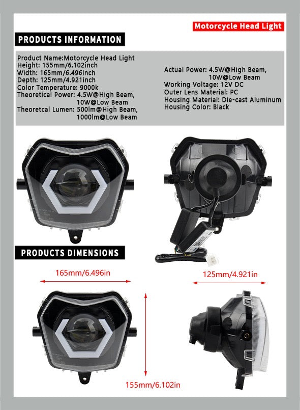 SICKMOTOS LED-Scheinwerfer Angel Eye Hexagonal RGBW V4 – Passend für Fantic XEF, XMF, XM & XE (50/125)