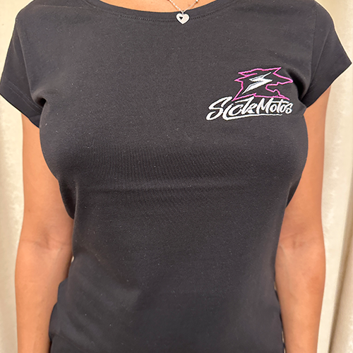 SICKMOTOS T-Shirt Lady Neon Pink Edition #NOHATE #BIKERSUNITED Gestickt