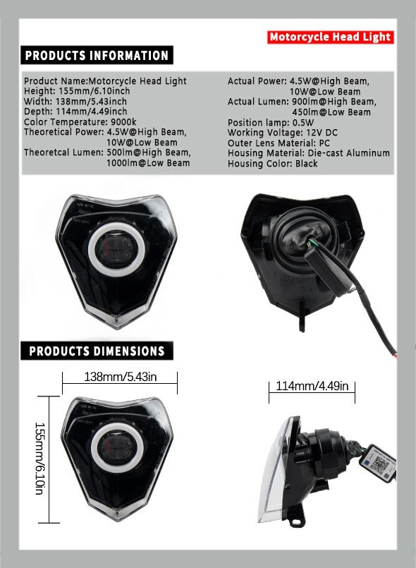 SICKMOTOS LED-Scheinwerfer Angel Eye RGBW V6 – Kompatibel mit KTM EXC Modellen (2008-2013)