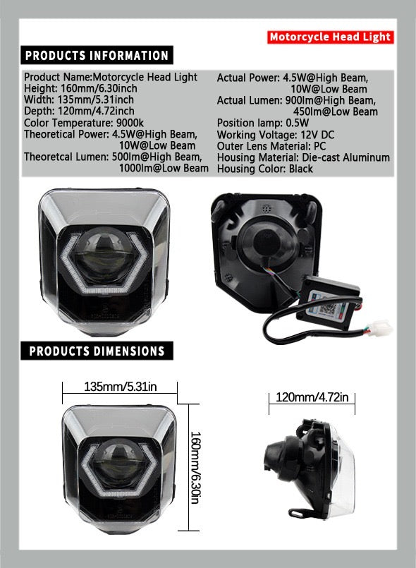 SICKMOTOS LED Scheinwerfer Glow Beam RGBW V4  Hexagonal - Husqvarna Models