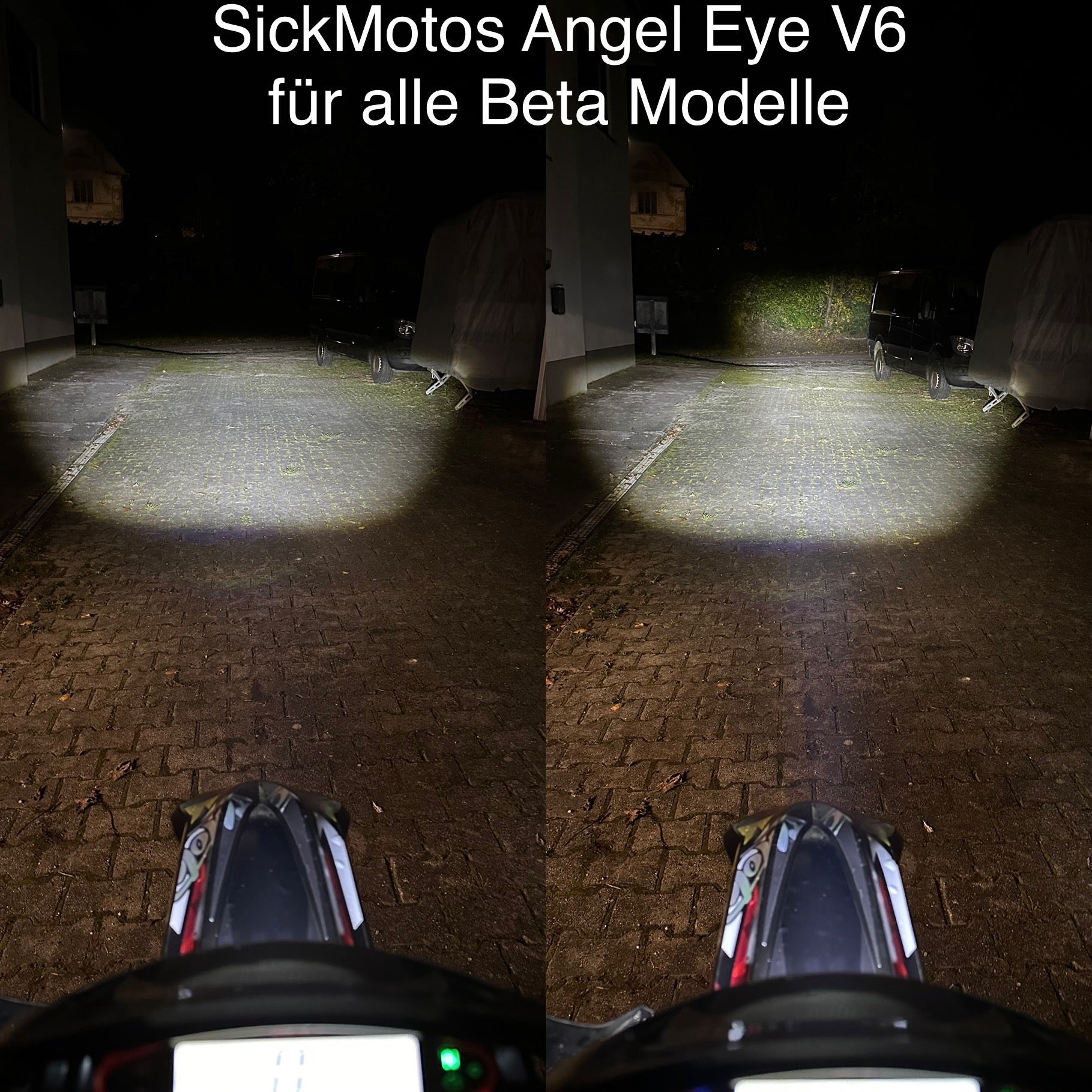 SICKMOTOS LED RGBW V6 Scheinwerfer mit Angel Eye – Passend für Yamaha DT 125 200 350 R / RE / X  (Pre-Order Auslieferung Q1 2025)