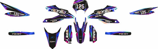 SickMotos Styles Graphics KIT Blue-Purple Chrome Edition Aprilia SX 125 2018-2023