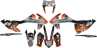 SickMotos Styles Graphics KIT Grand Theft Moto Orange Edition KTM EXC EXC-F 125-500 2017-2019