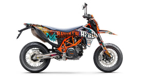 SickMotos Styles Graphics KIT Broken Head “InYourFace” White Edition KTM SMCR 690 2019-2023